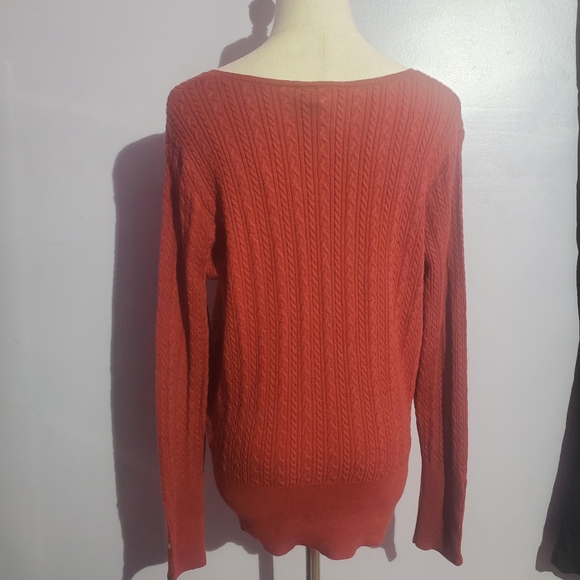 Dress barn rust cable knit sweater size large - Picture 4 of 6